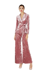 Velvet Wide Leg Pant Suit Blazer - FashionByTeresa